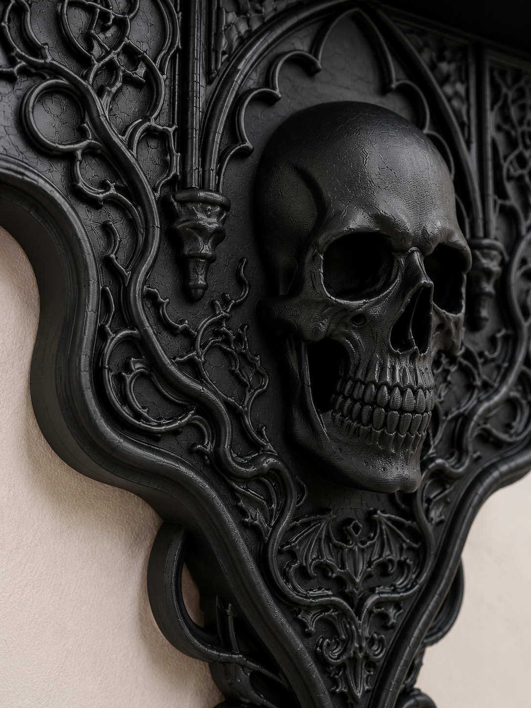 The Shadow Altar — Baroque Altar Shelf, Gothic Skull Wall Shelf, Hand-Painted