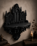 The Curios Chapel — Curio Display Shelf, Gothic Wall Cabinet, Hand-Painted