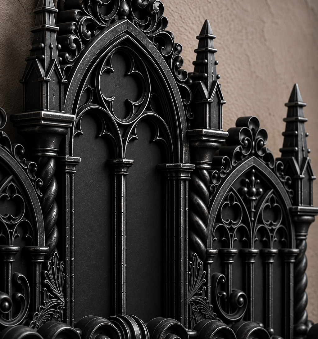 The Curios Chapel — Curio Display Shelf, Gothic Wall Cabinet, Hand-Painted