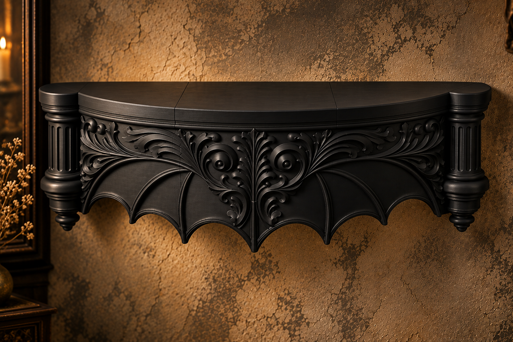 The Blackwing Perch — Giant Blackwing Wall Shelf, Gothic Raven Wall Shelf
