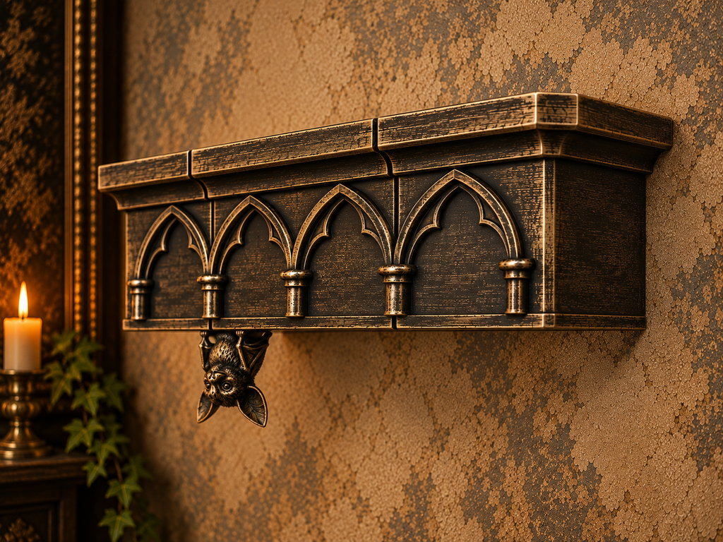 The Colony Roost — Giant Bat Wall Shelf, Gothic Halloween Wall Shelf