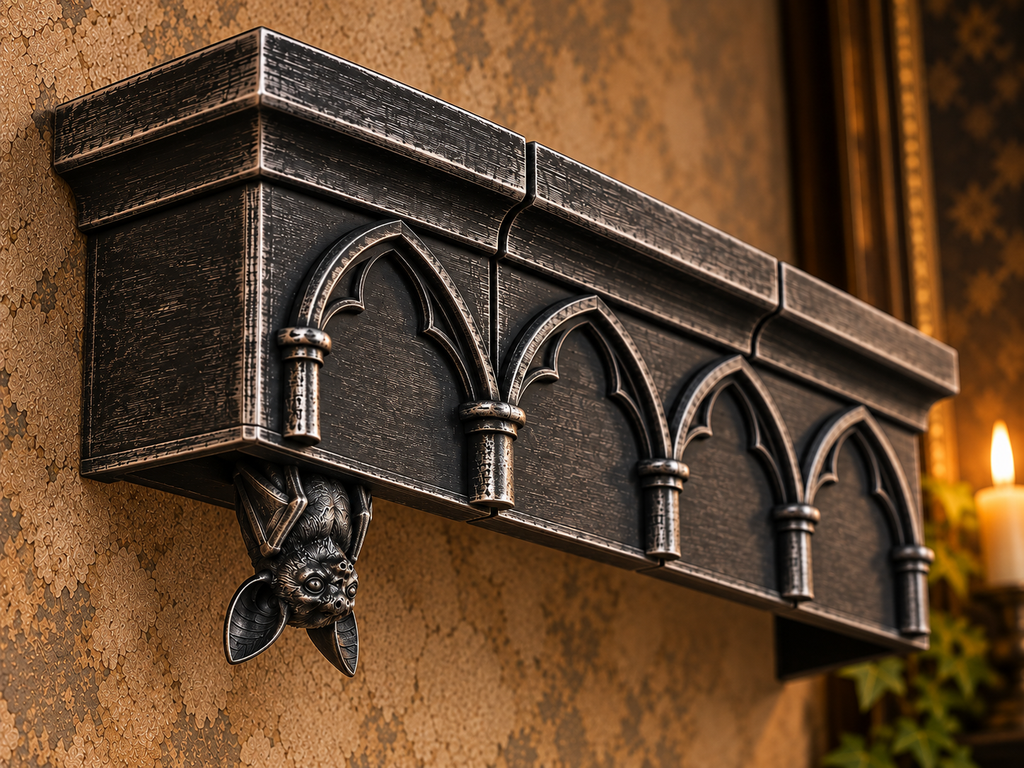 The Colony Roost — Giant Bat Wall Shelf, Gothic Halloween Wall Shelf