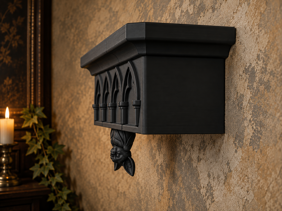 The Colony Roost — Giant Bat Wall Shelf, Gothic Halloween Wall Shelf