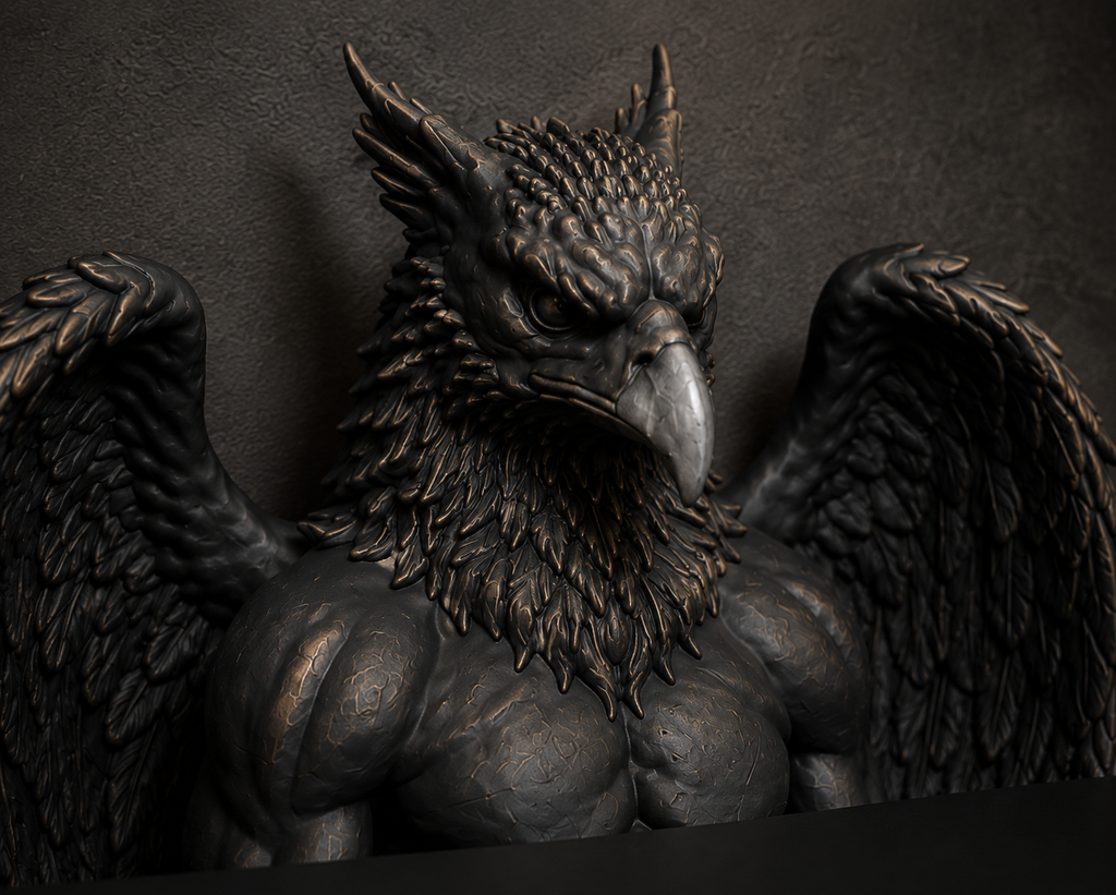 The Skybound Guardian — Hippogriff Wall Shelf, Gothic Crystal Shelf, Hand-Painted