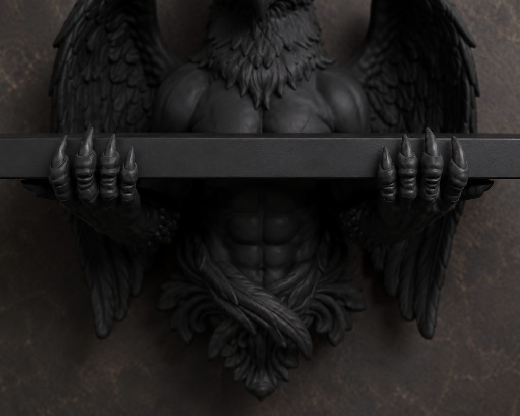 The Skybound Guardian — Hippogriff Wall Shelf, Gothic Crystal Shelf, Hand-Painted