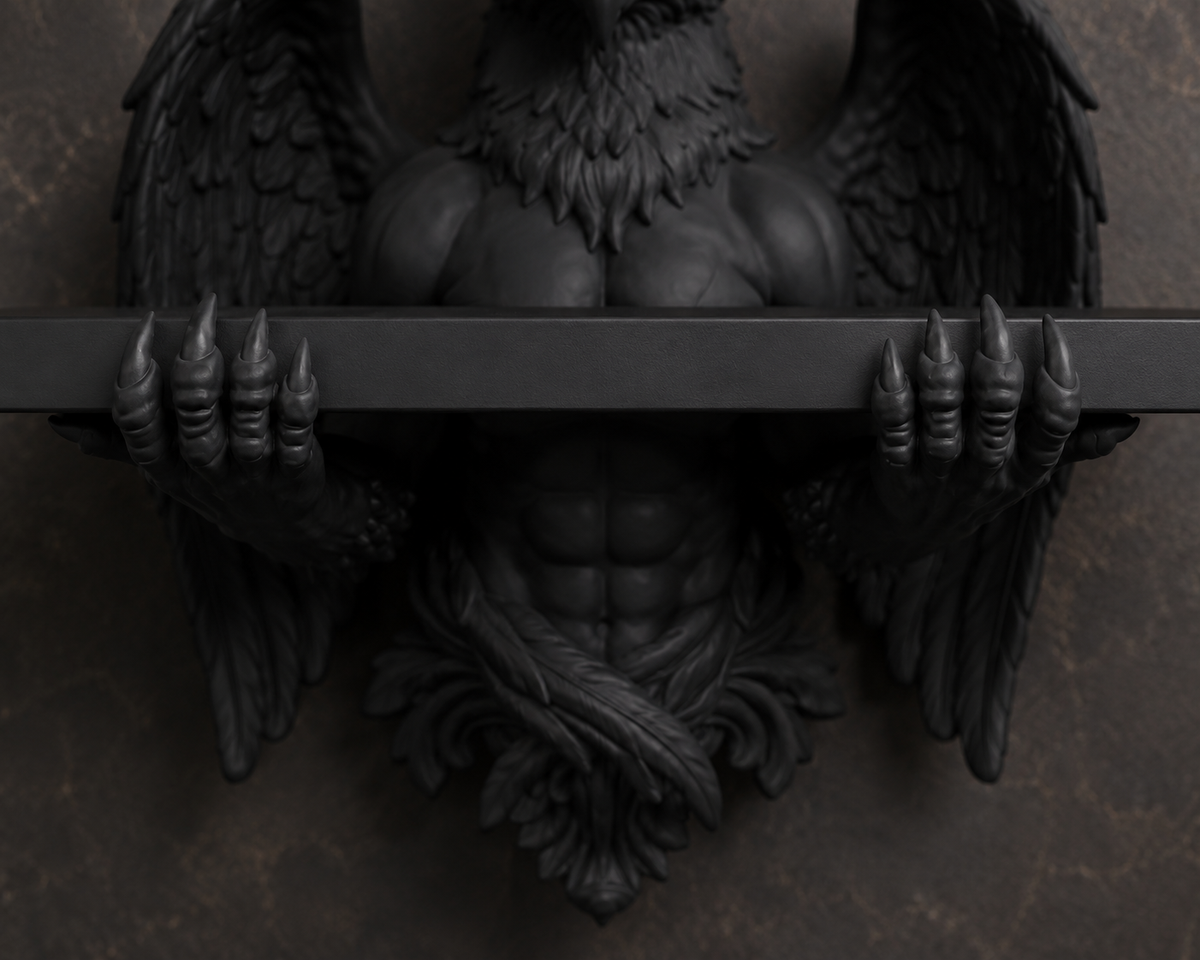 The Skybound Guardian — Hippogriff Wall Shelf, Gothic Crystal Shelf, Hand-Painted