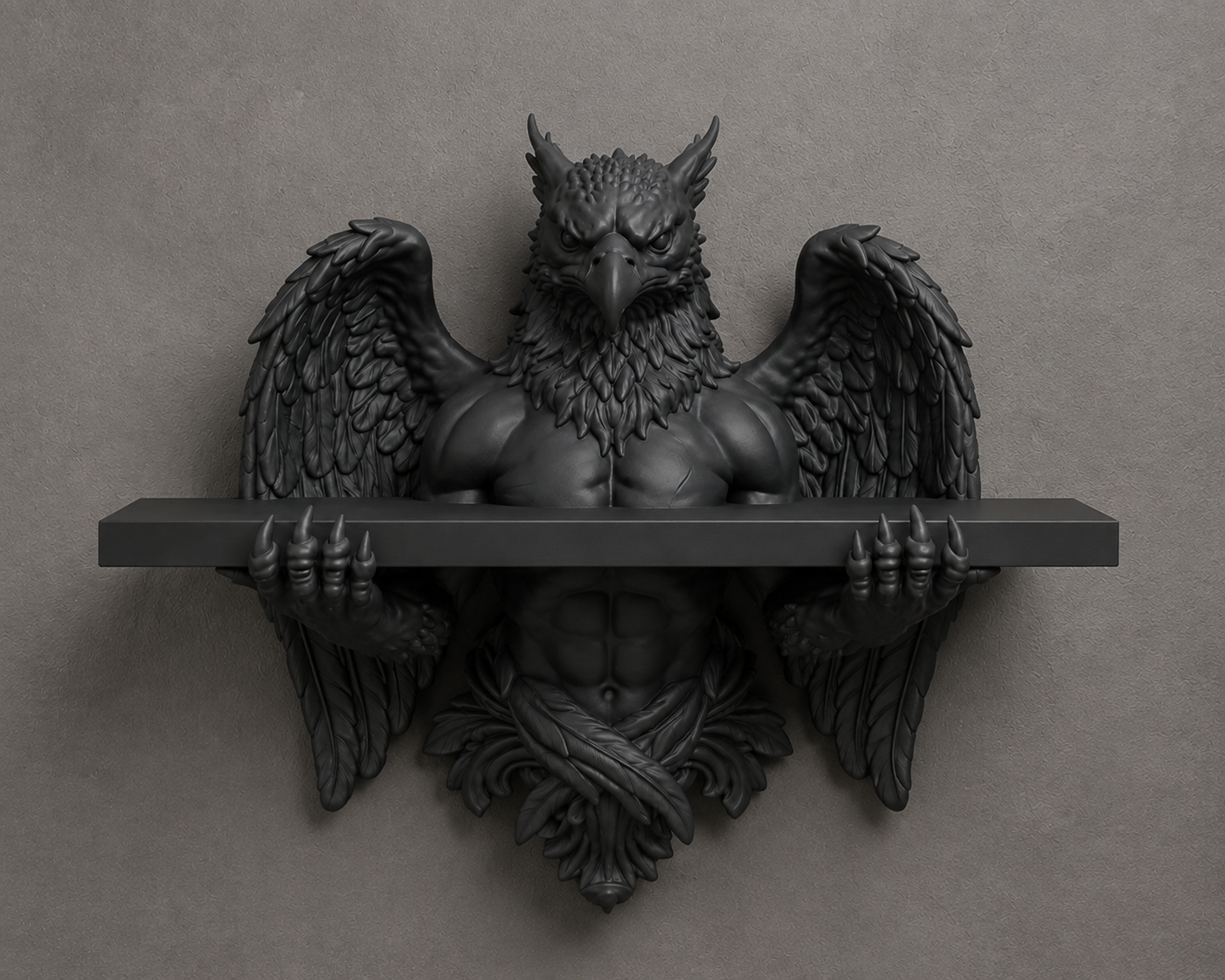 The Skybound Guardian — Hippogriff Wall Shelf, Gothic Crystal Shelf, Hand-Painted