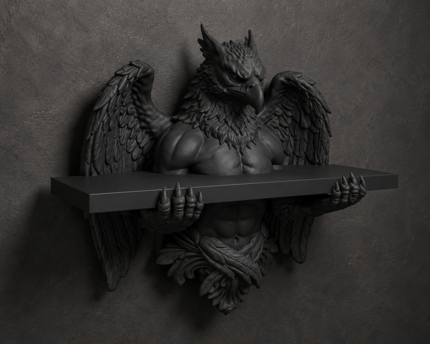 The Skybound Guardian — Hippogriff Wall Shelf, Gothic Crystal Shelf, Hand-Painted
