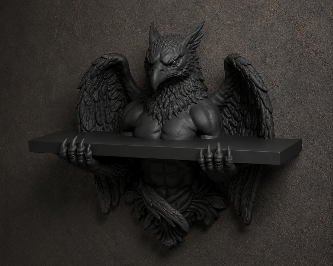 The Skybound Guardian — Hippogriff Wall Shelf, Gothic Crystal Shelf, Hand-Painted