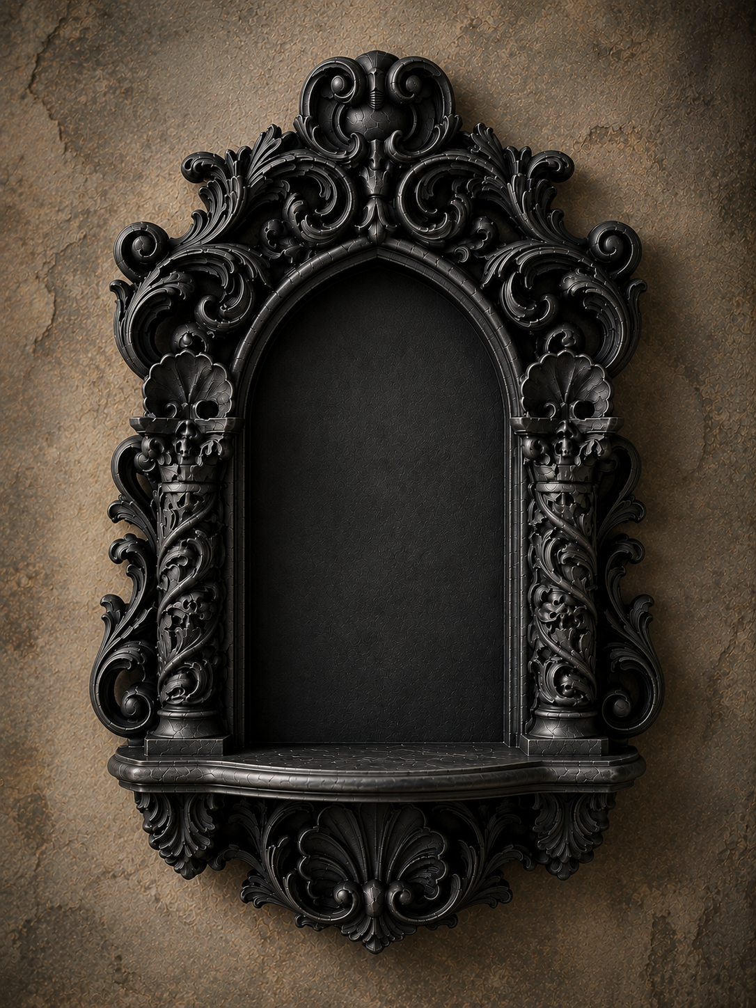 The Reliquary Arch — Arch Wall Shelf, Gothic Display Niche, Hand-Painted