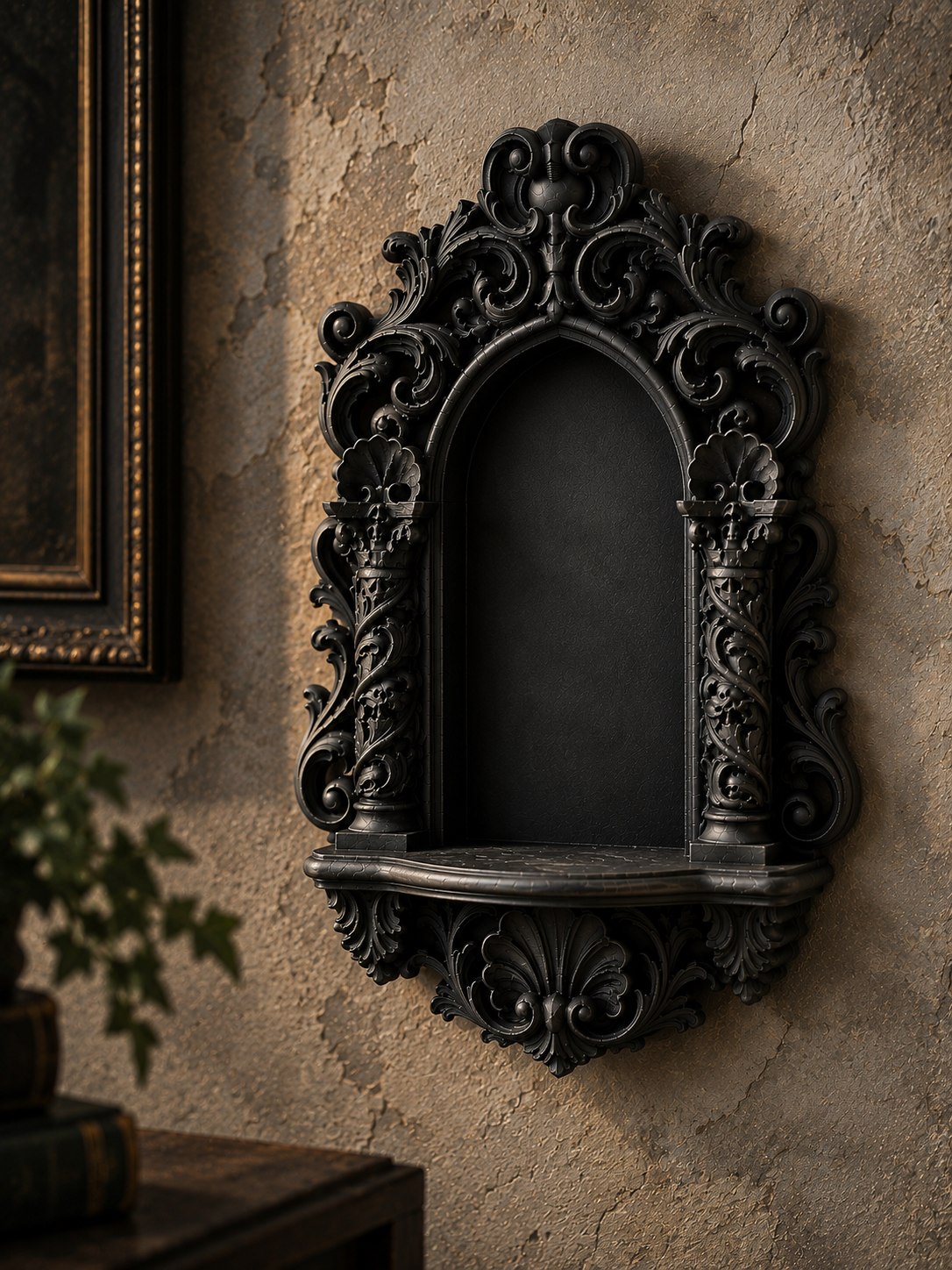 The Reliquary Arch — Arch Wall Shelf, Gothic Display Niche, Hand-Painted