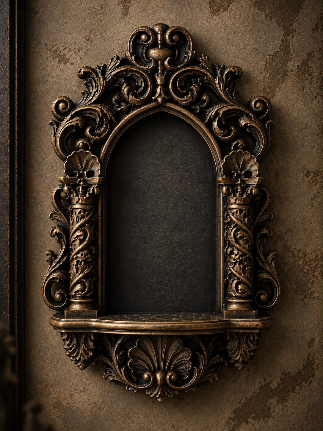 The Reliquary Arch — Arch Wall Shelf, Gothic Display Niche, Hand-Painted