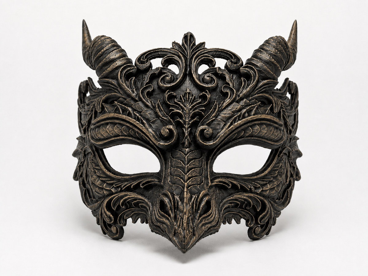 The Dragon's Oath — Dragon Masquerade Mask, Halloween Costume, Hand-Painted