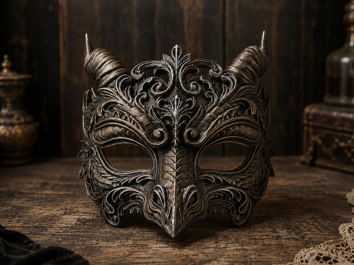 The Dragon's Oath — Dragon Masquerade Mask, Halloween Costume, Hand-Painted