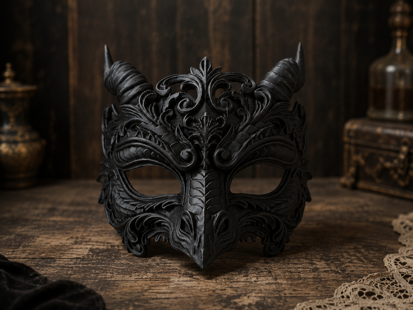 The Dragon's Oath — Dragon Masquerade Mask, Halloween Costume, Hand-Painted