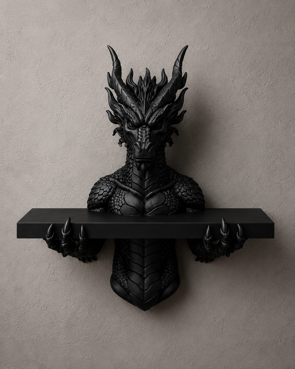The Scaled Reliquary — Dragon Scale Wall Shelf, Gothic Crystal Shelf, Hand-Painted