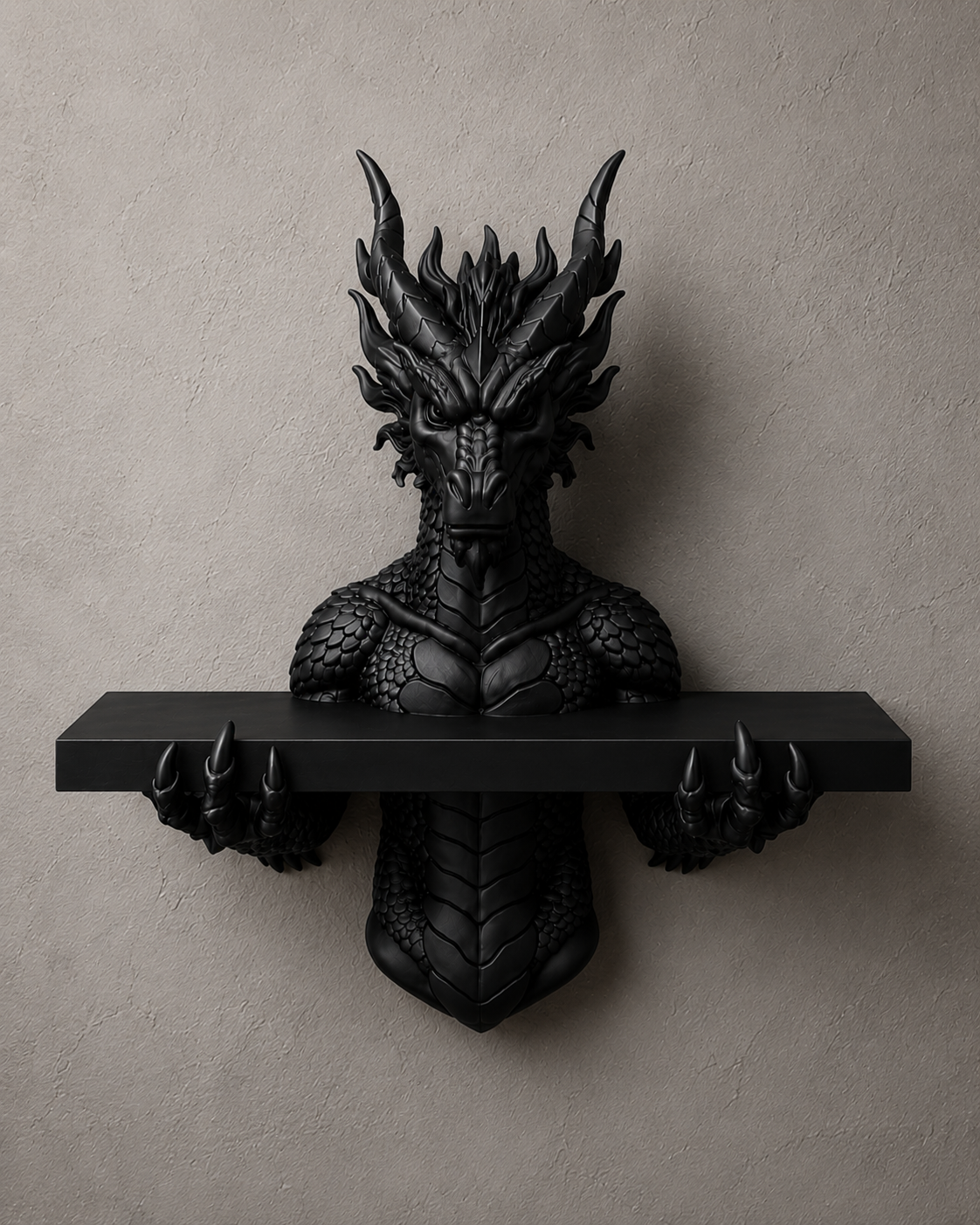 The Scaled Reliquary — Dragon Scale Wall Shelf, Gothic Crystal Shelf, Hand-Painted