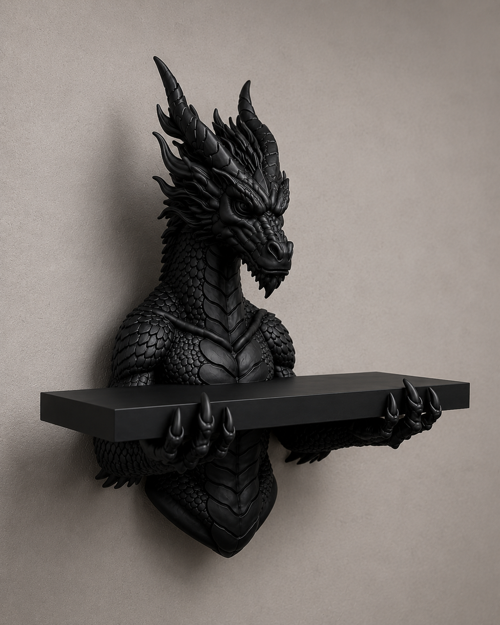 The Scaled Reliquary — Dragon Scale Wall Shelf, Gothic Crystal Shelf, Hand-Painted
