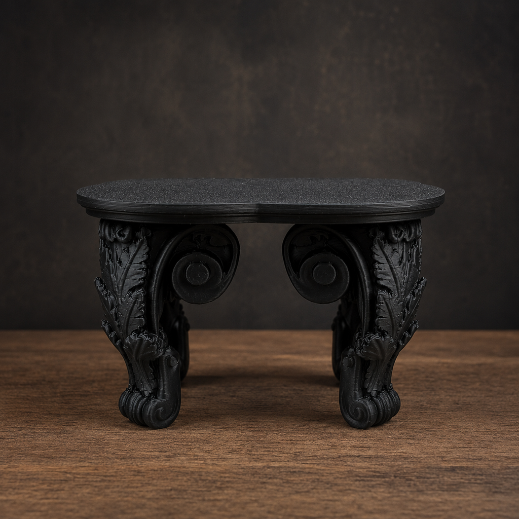 The Ebony Pedestal — Tabletop Plant Stand, Baroque Gothic Pedestal, Hand-Painted
