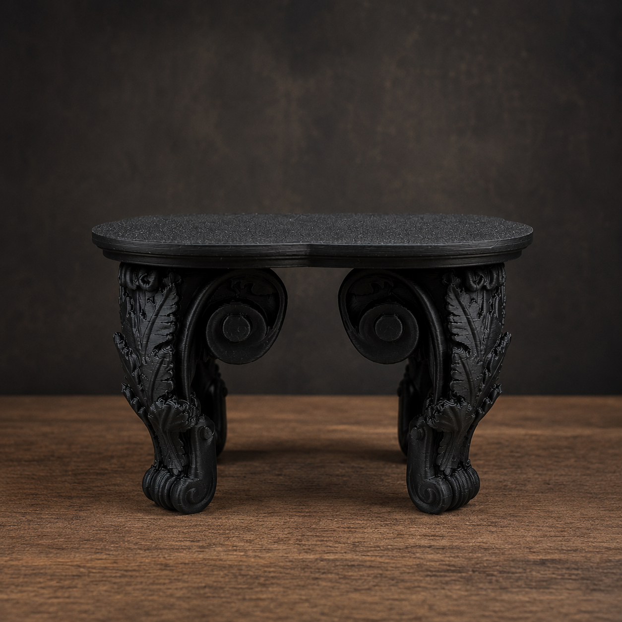 The Ebony Pedestal — Tabletop Plant Stand, Baroque Gothic Pedestal, Hand-Painted