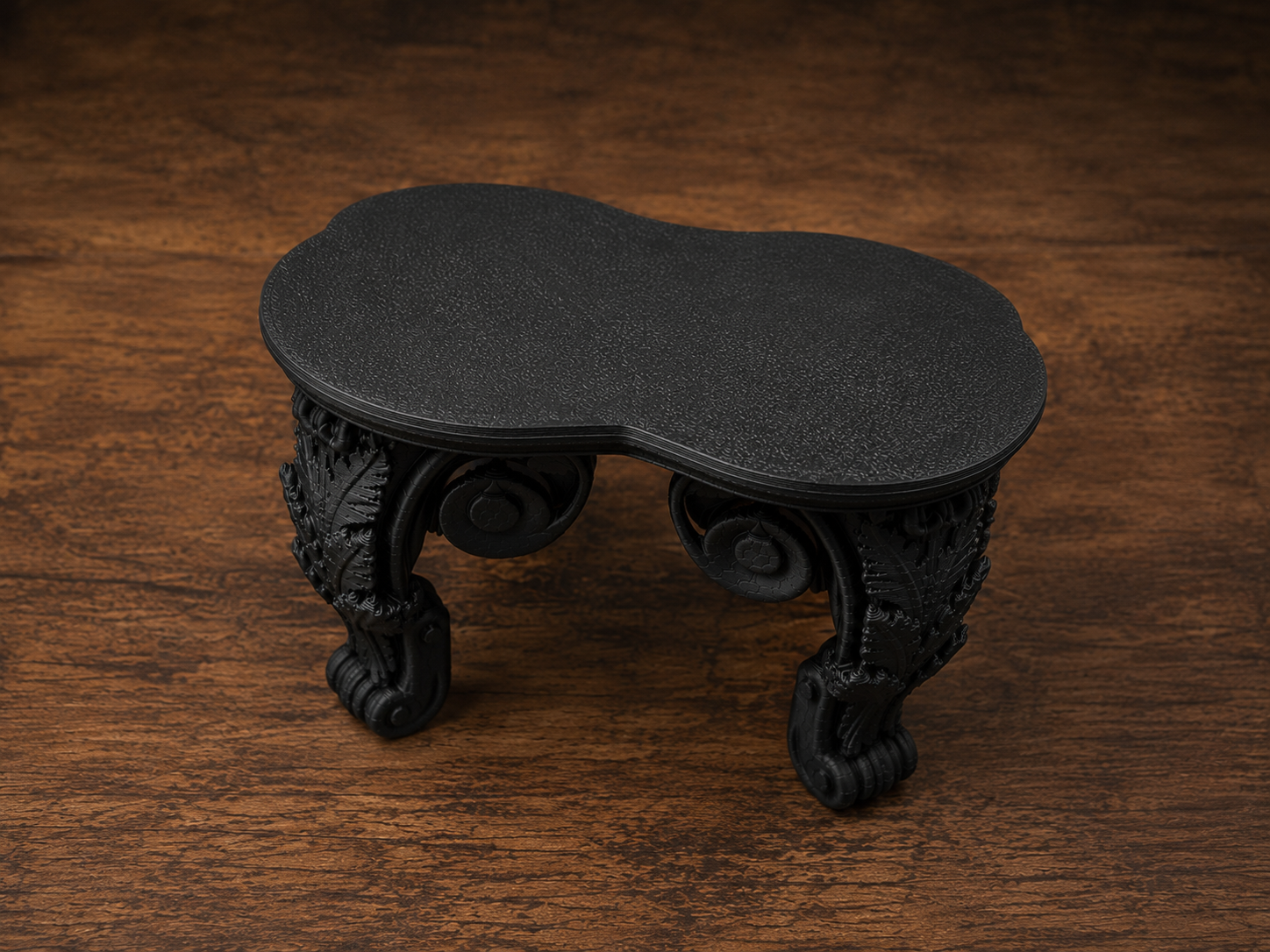 The Ebony Pedestal — Tabletop Plant Stand, Baroque Gothic Pedestal, Hand-Painted