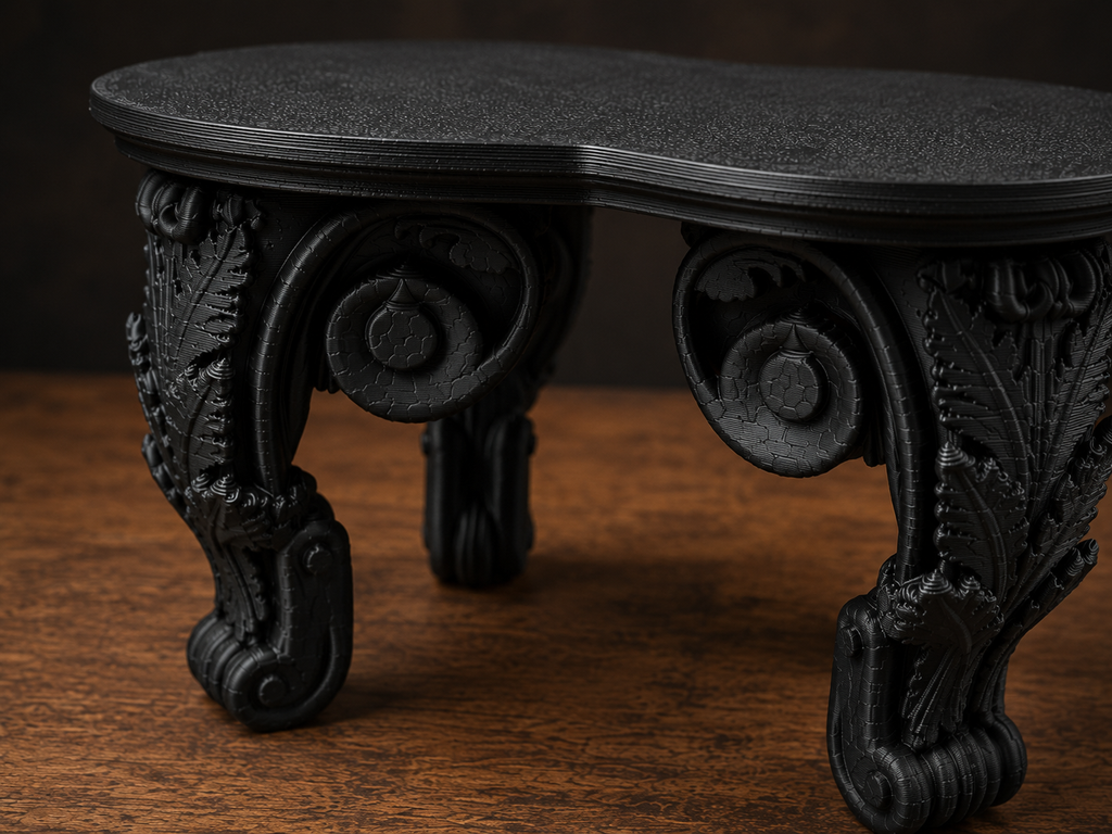The Ebony Pedestal — Tabletop Plant Stand, Baroque Gothic Pedestal, Hand-Painted