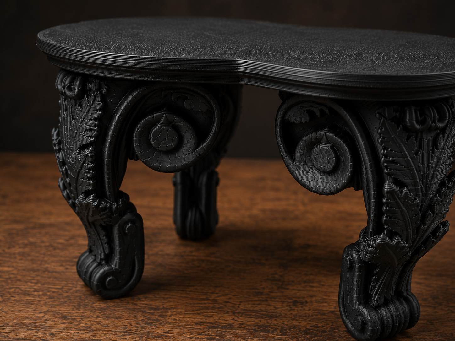The Ebony Pedestal — Tabletop Plant Stand, Baroque Gothic Pedestal, Hand-Painted