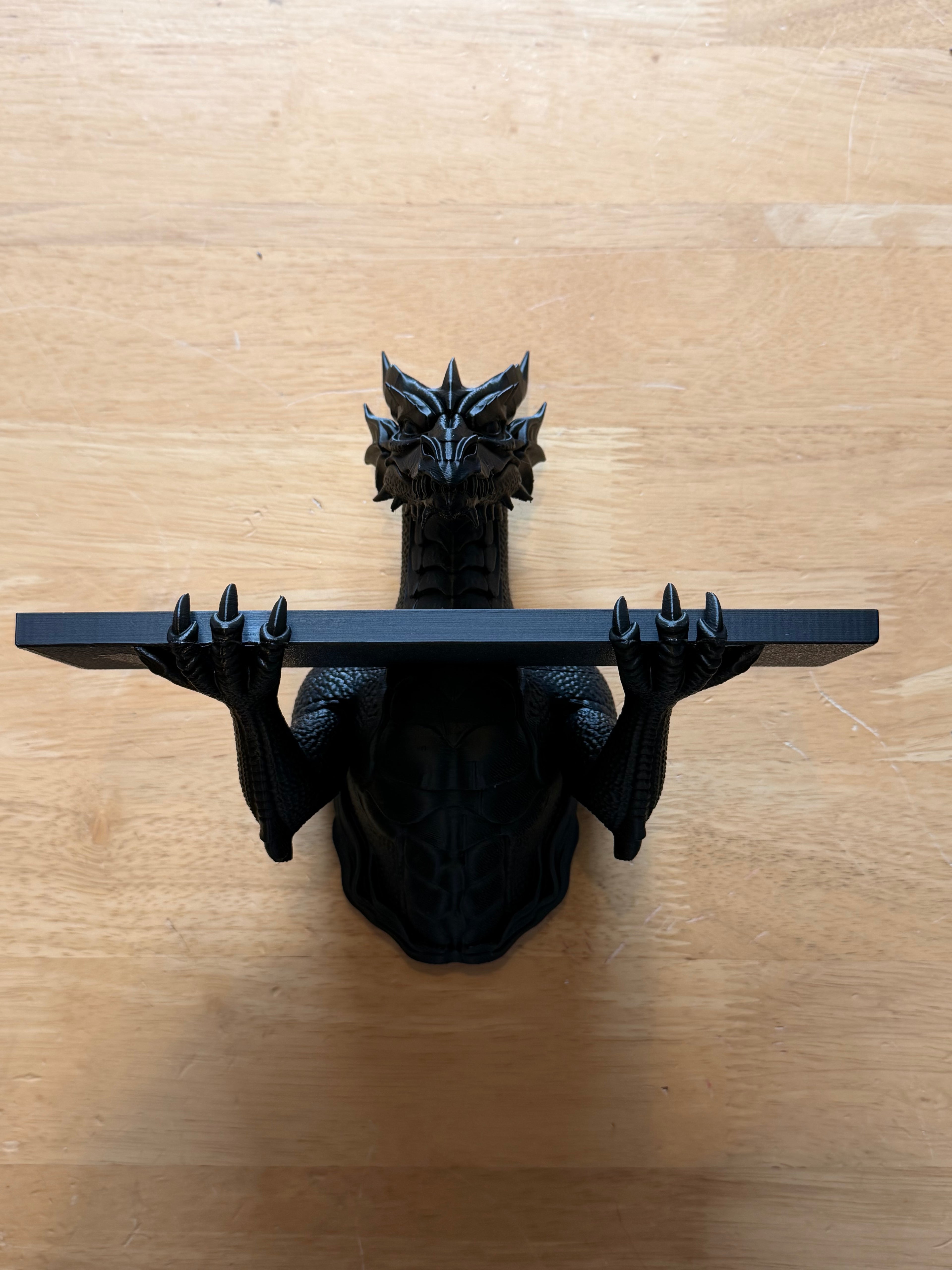 The Grimoire Guardian — Dragon Wall Shelf, Gothic Book & Crystal Shelf, Hand-Painted