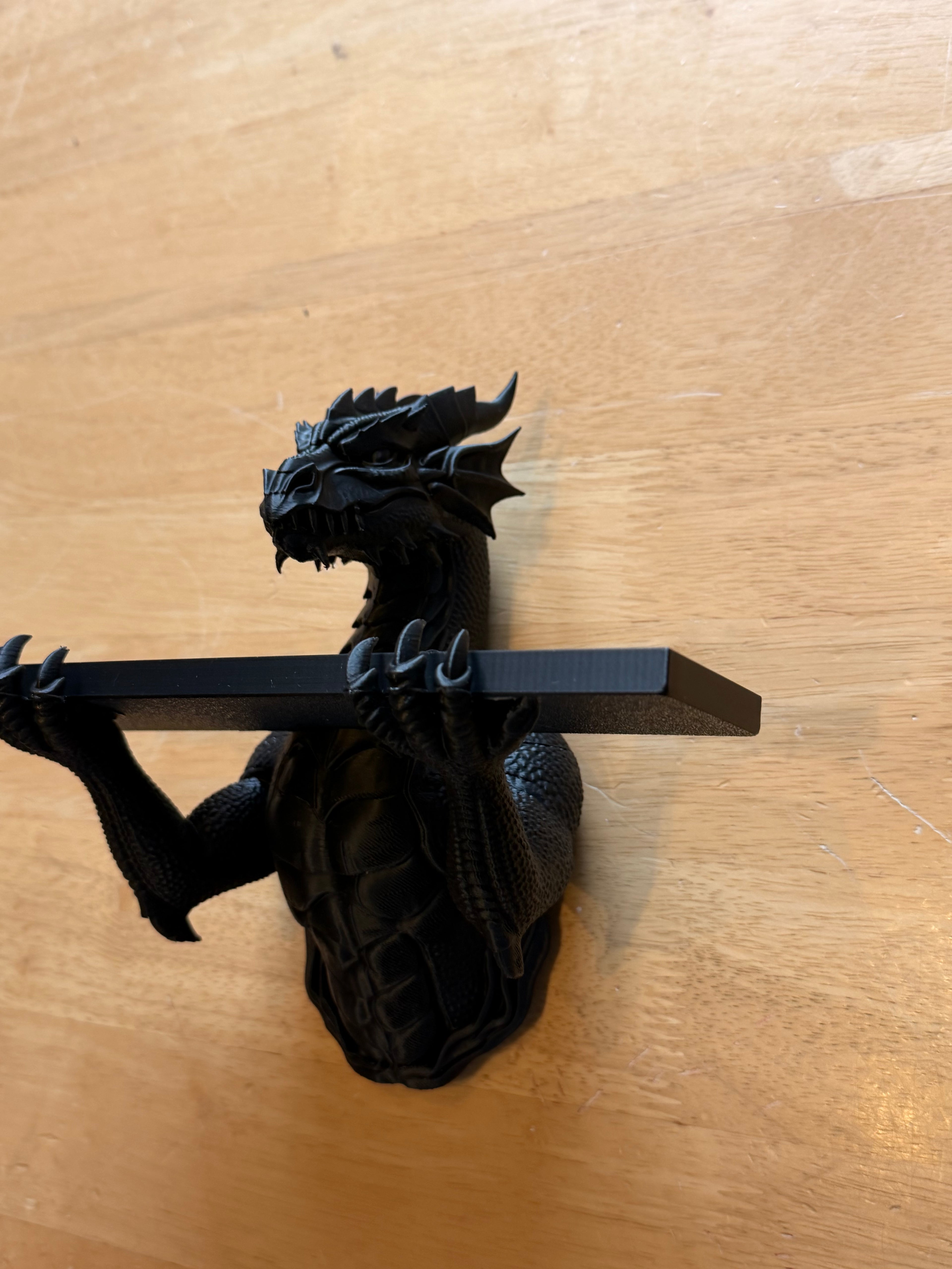The Grimoire Guardian — Dragon Wall Shelf, Gothic Book & Crystal Shelf, Hand-Painted