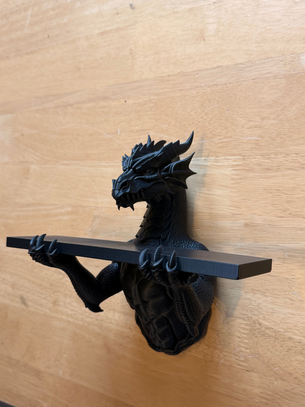 The Grimoire Guardian — Dragon Wall Shelf, Gothic Book & Crystal Shelf, Hand-Painted