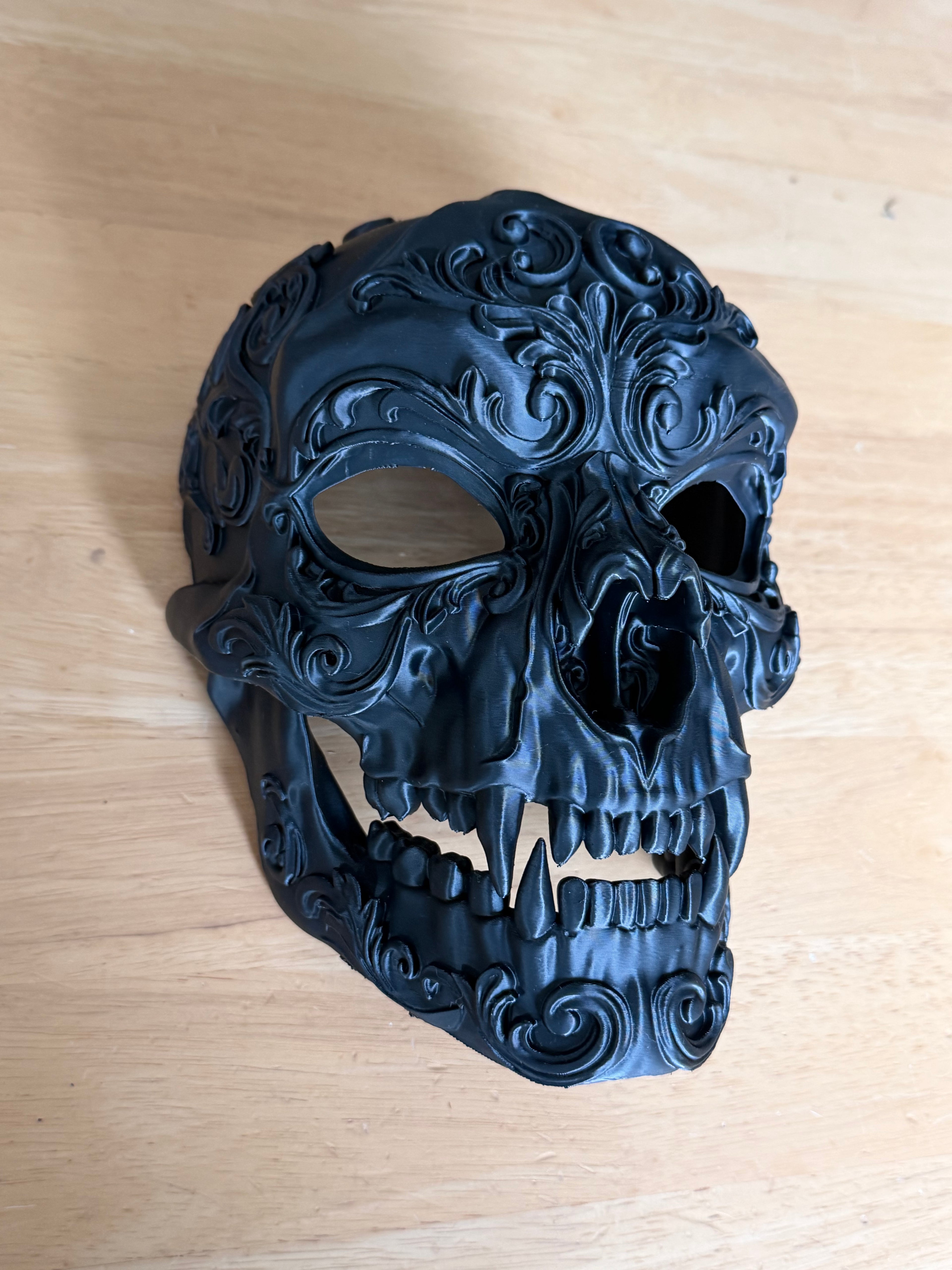 The Crimson Revenant — Vampire Skull Mask, Halloween Masquerade, Hand-Painted