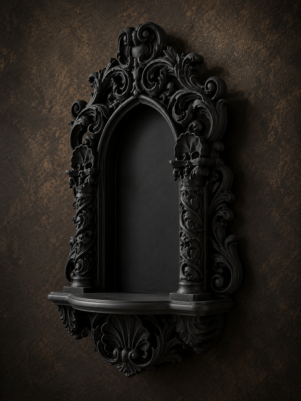 The Reliquary Arch — Arch Wall Shelf, Gothic Display Niche, Hand-Painted