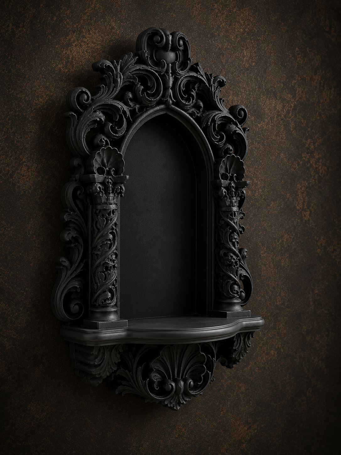The Reliquary Arch — Arch Wall Shelf, Gothic Display Niche, Hand-Painted