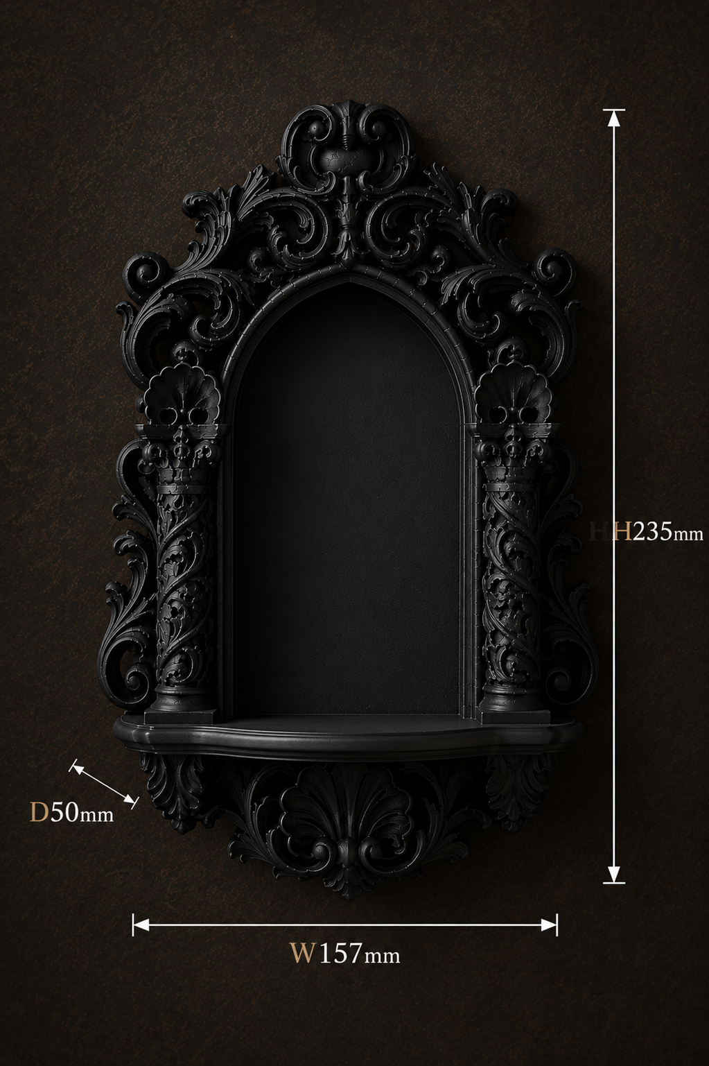 The Reliquary Arch — Arch Wall Shelf, Gothic Display Niche, Hand-Painted