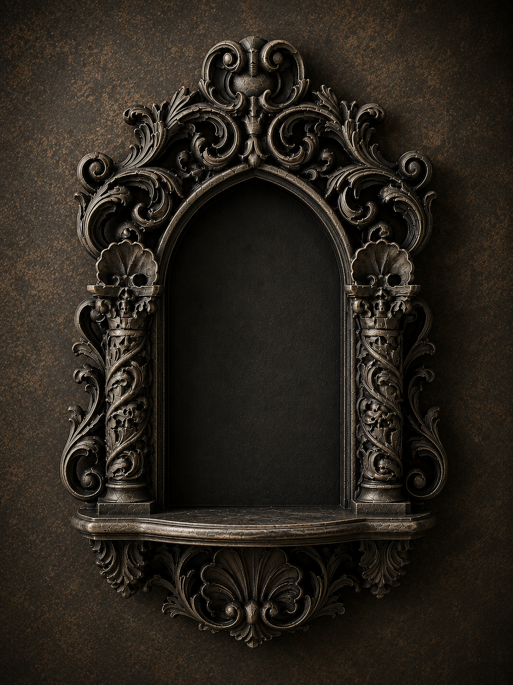 The Reliquary Arch — Arch Wall Shelf, Gothic Display Niche, Hand-Painted