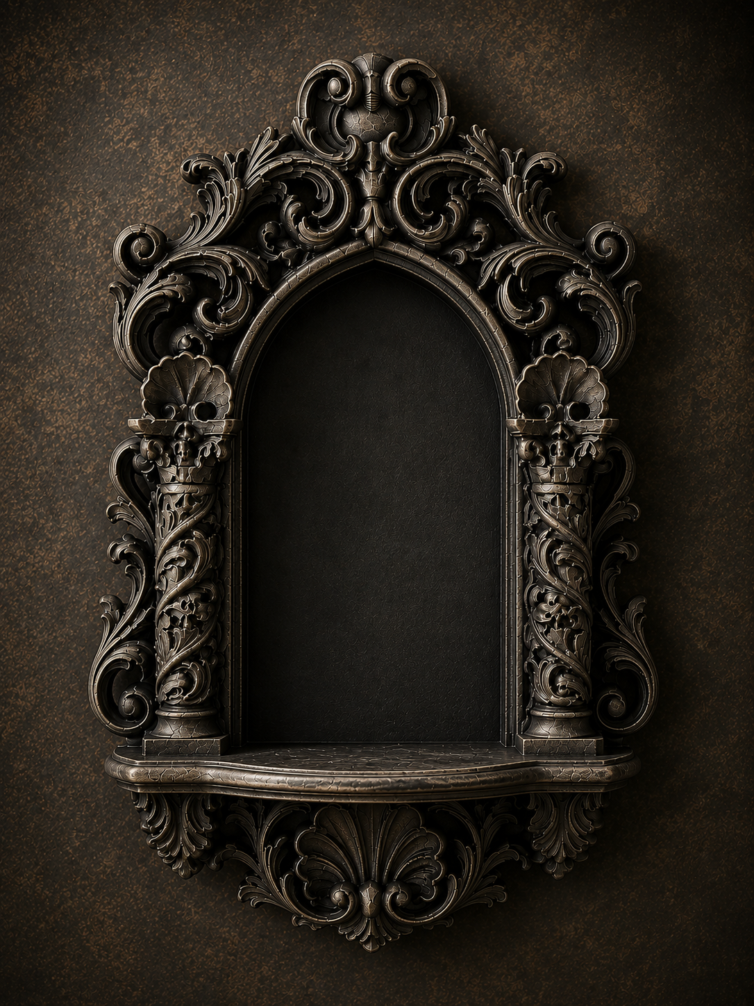 The Reliquary Arch — Arch Wall Shelf, Gothic Display Niche, Hand-Painted