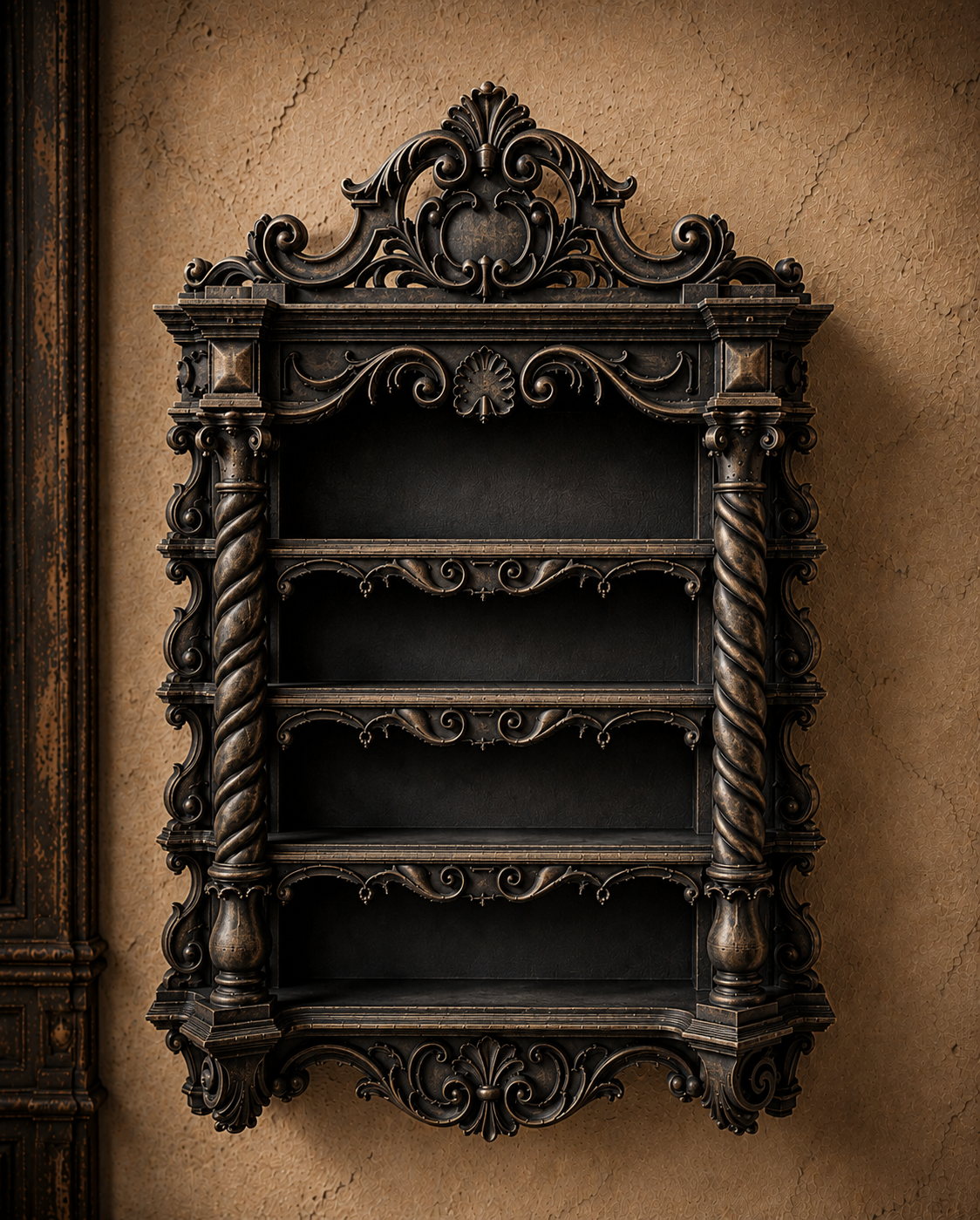The Royal Gallery — Miniature Display Shelf, Gothic Curio Cabinet, Hand-Painted