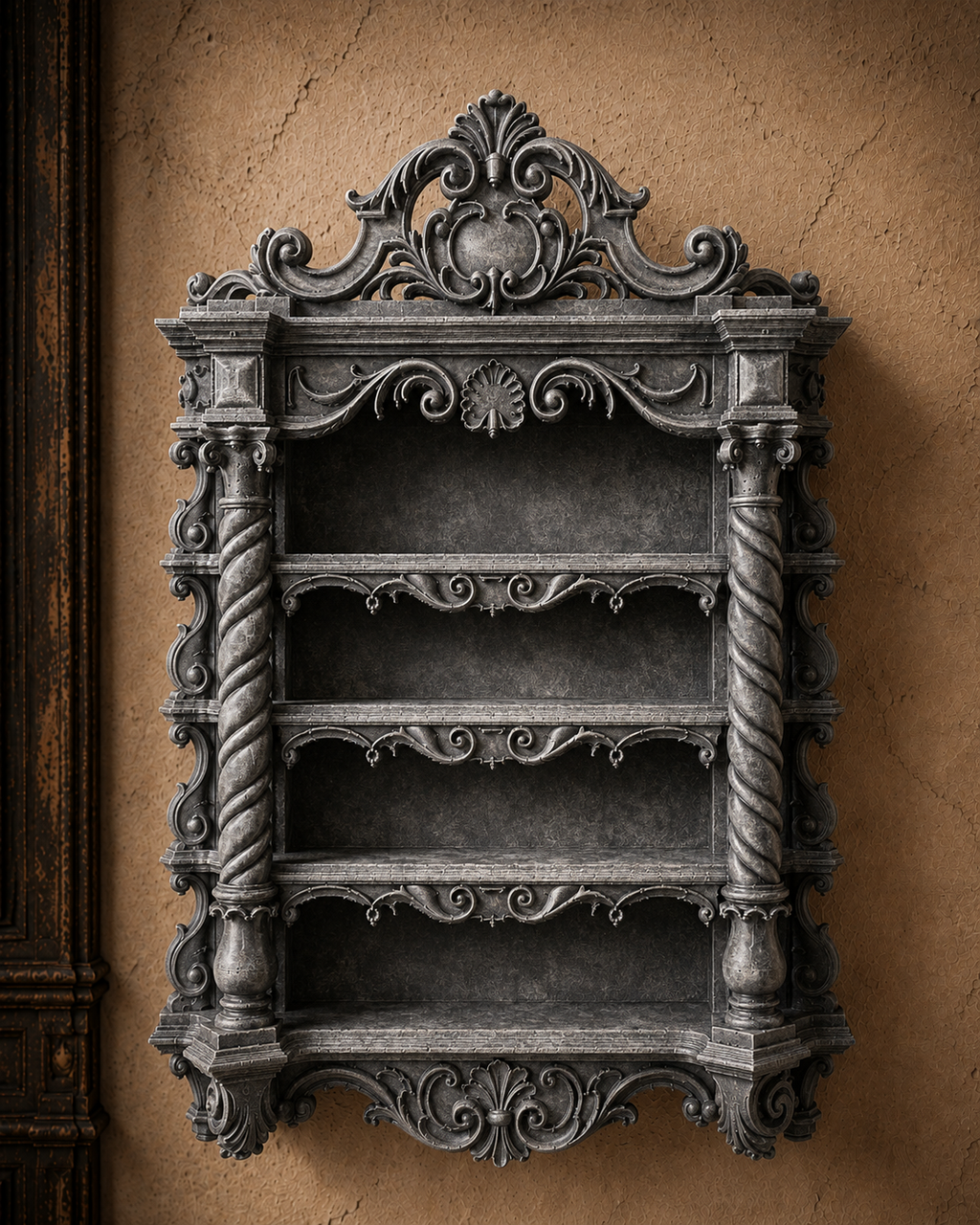 The Royal Gallery — Miniature Display Shelf, Gothic Curio Cabinet, Hand-Painted