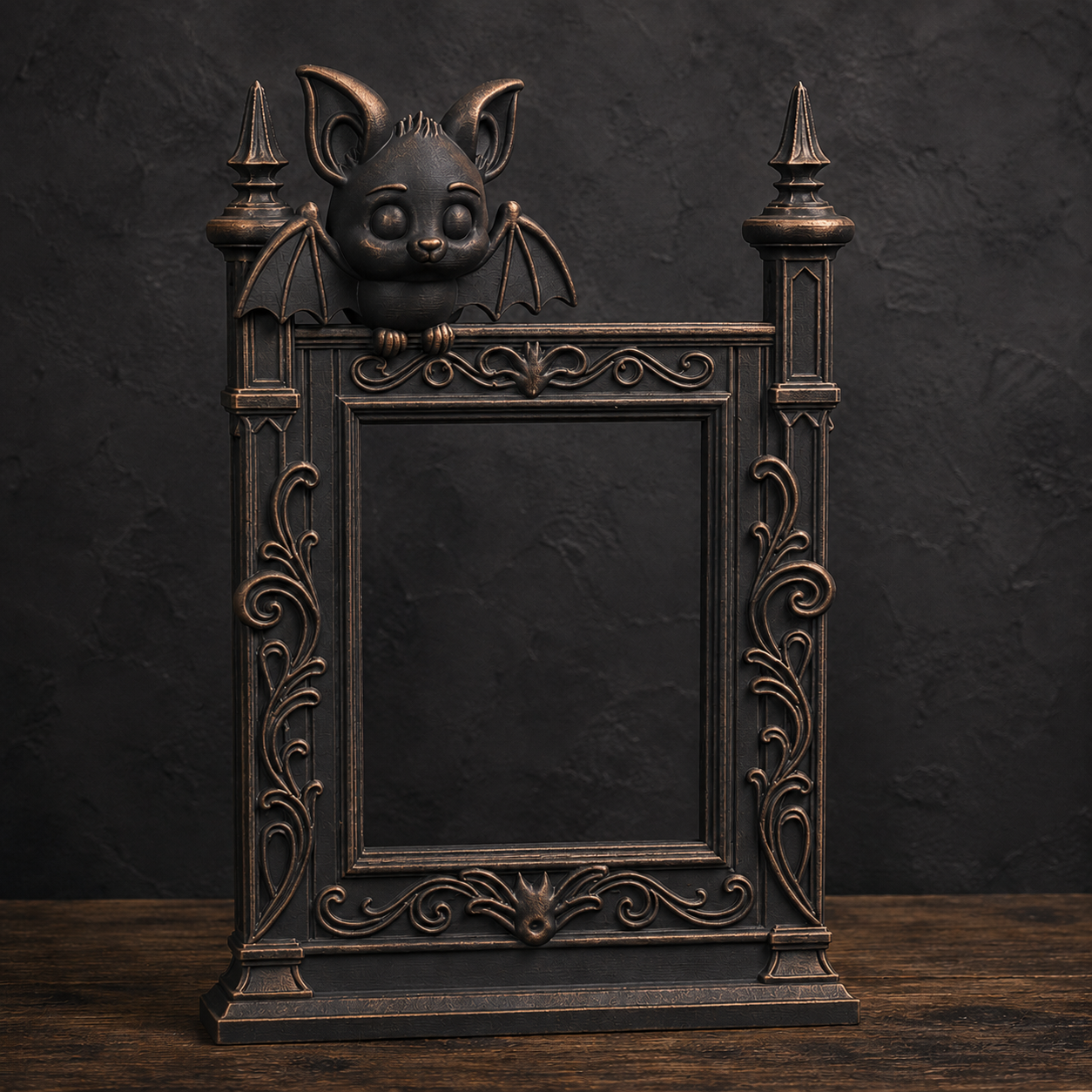 The Fledgling — Baby Bat Photo Frame, Cute Gothic Halloween Wall Frame