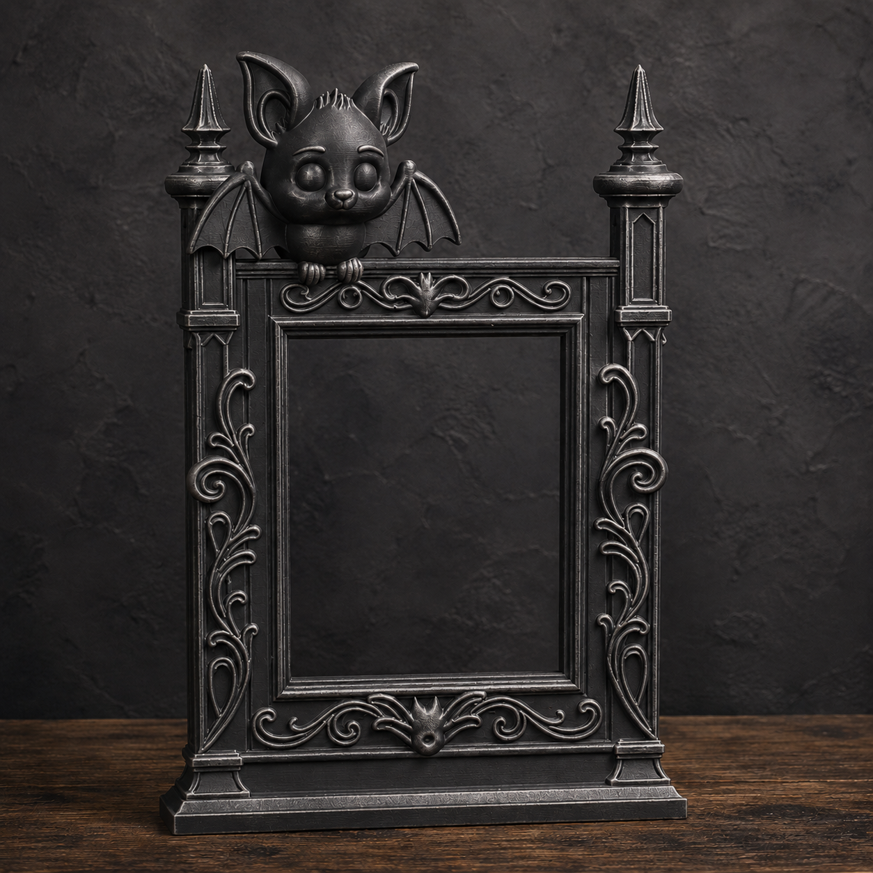 The Fledgling — Baby Bat Photo Frame, Cute Gothic Halloween Wall Frame
