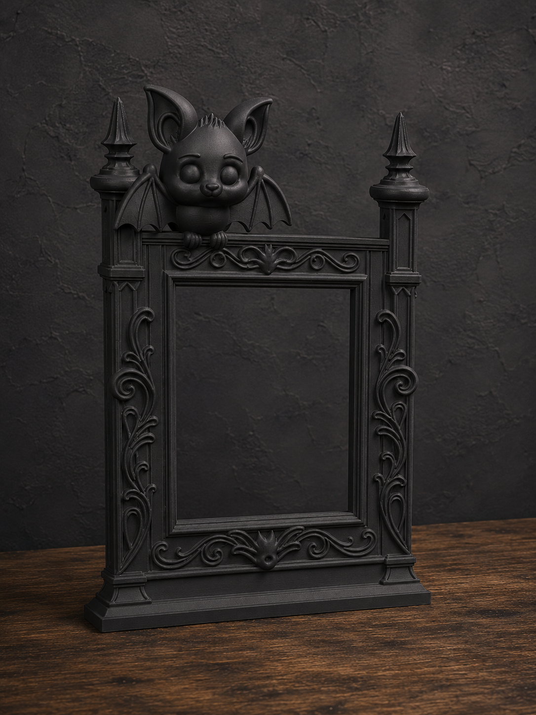 The Fledgling — Baby Bat Photo Frame, Cute Gothic Halloween Wall Frame
