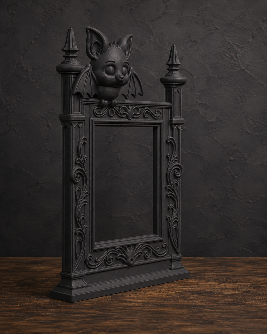 The Fledgling — Baby Bat Photo Frame, Cute Gothic Halloween Wall Frame
