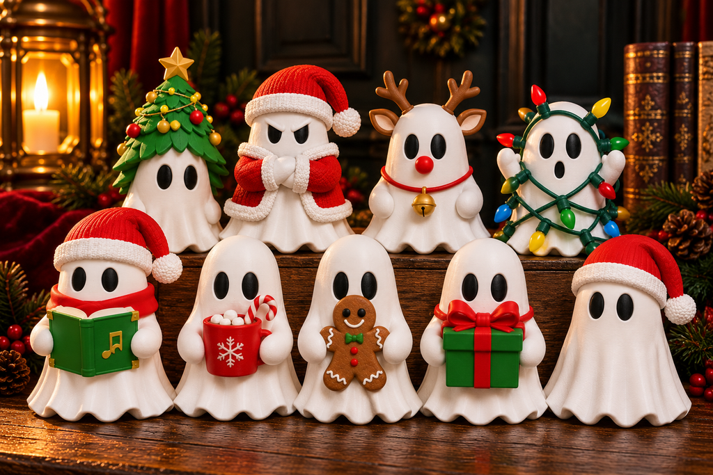 Gremlin Relics Christmas Ghost Collection - Cute 3D Printed Festive Ghosts