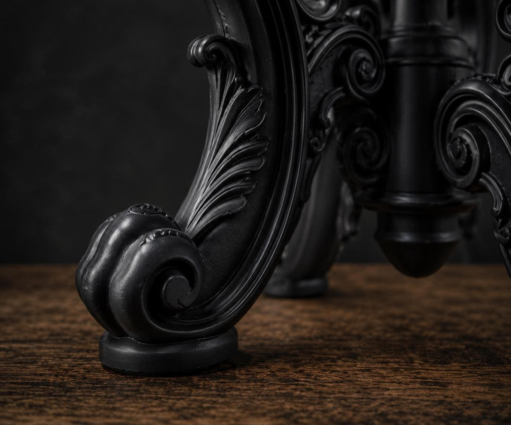 The Ebony Garden — Floor Plant Stand, Tall Baroque Gothic Pedestal, Hand-Painted