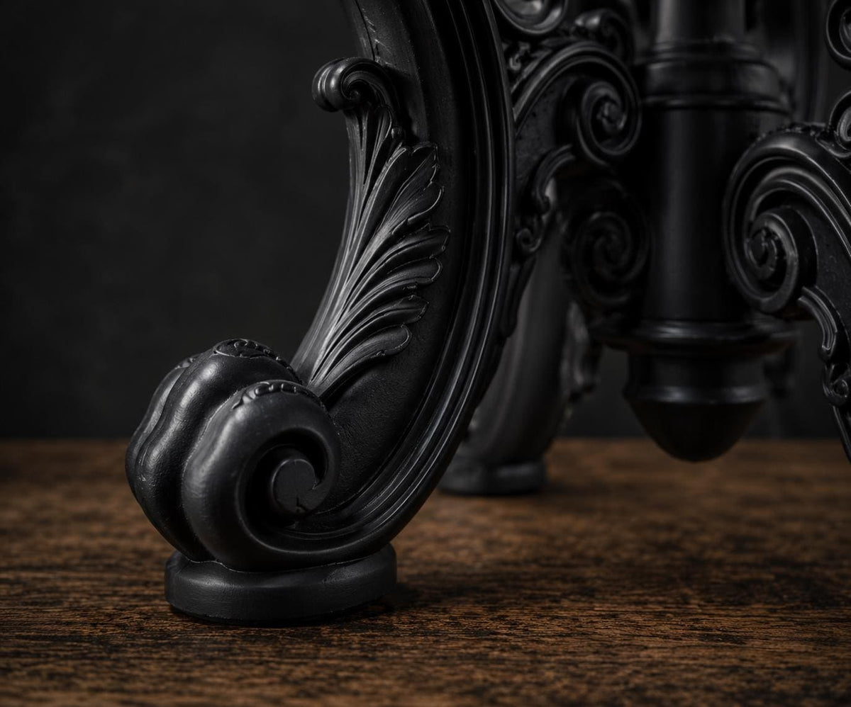 The Ebony Garden — Floor Plant Stand, Tall Baroque Gothic Pedestal, Hand-Painted
