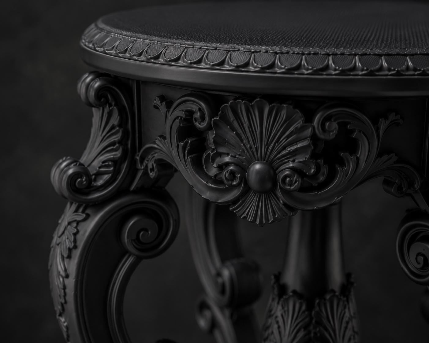 The Ebony Garden — Floor Plant Stand, Tall Baroque Gothic Pedestal, Hand-Painted