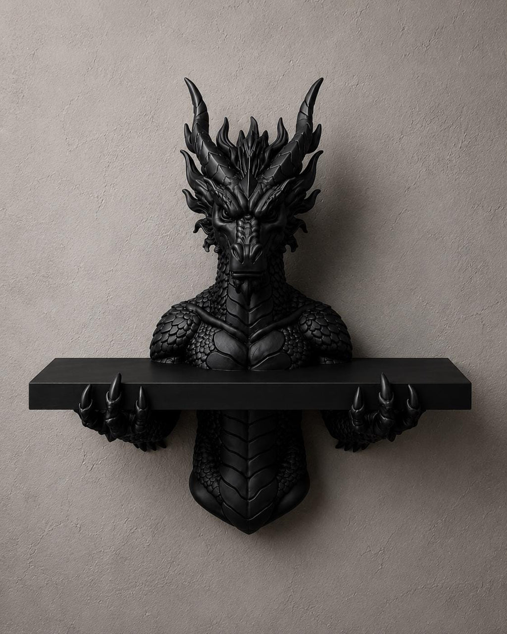 The Scaled Reliquary — Dragon Scale Wall Shelf, Gothic Crystal Shelf, Hand-Painted