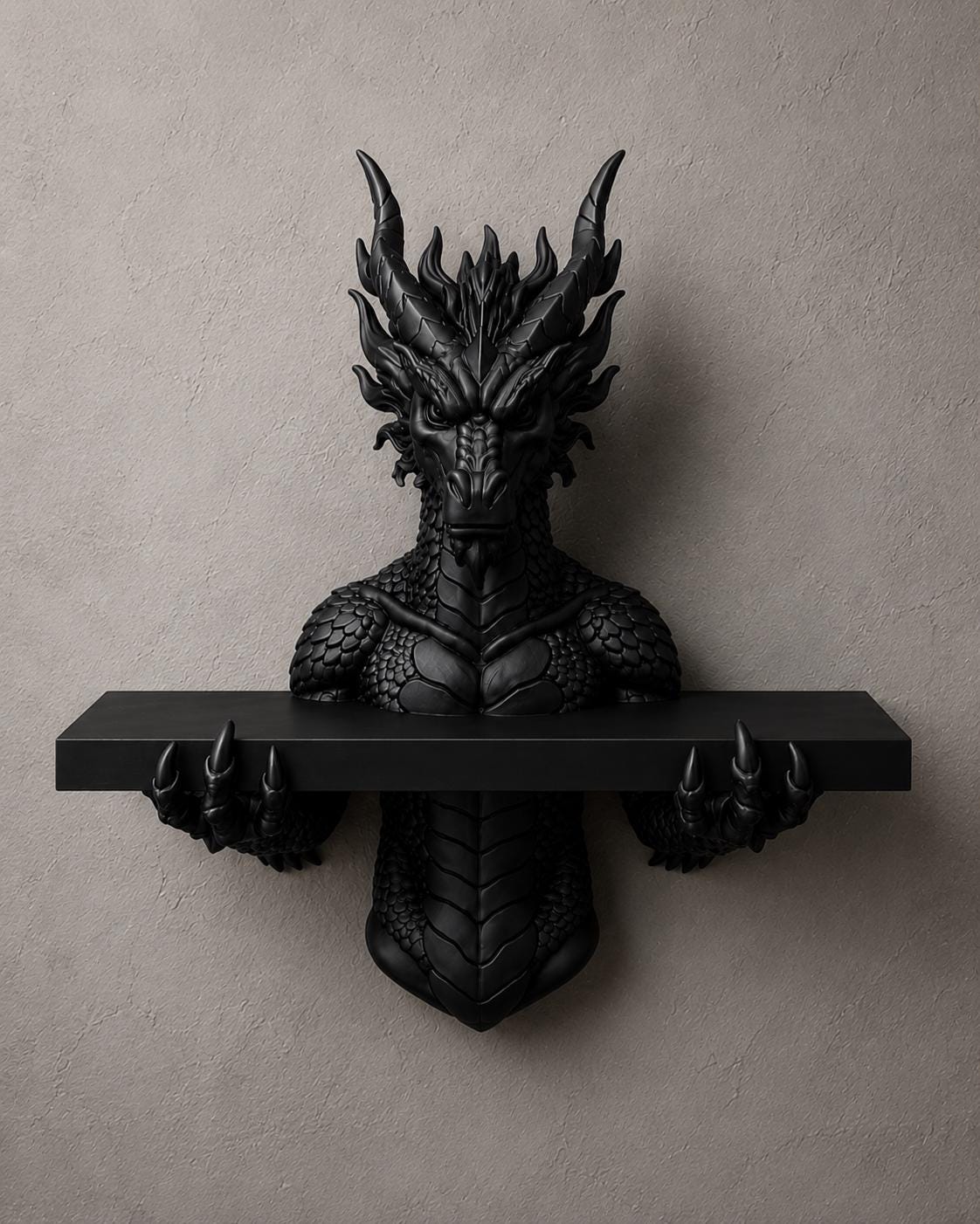 The Scaled Reliquary — Dragon Scale Wall Shelf, Gothic Crystal Shelf, Hand-Painted