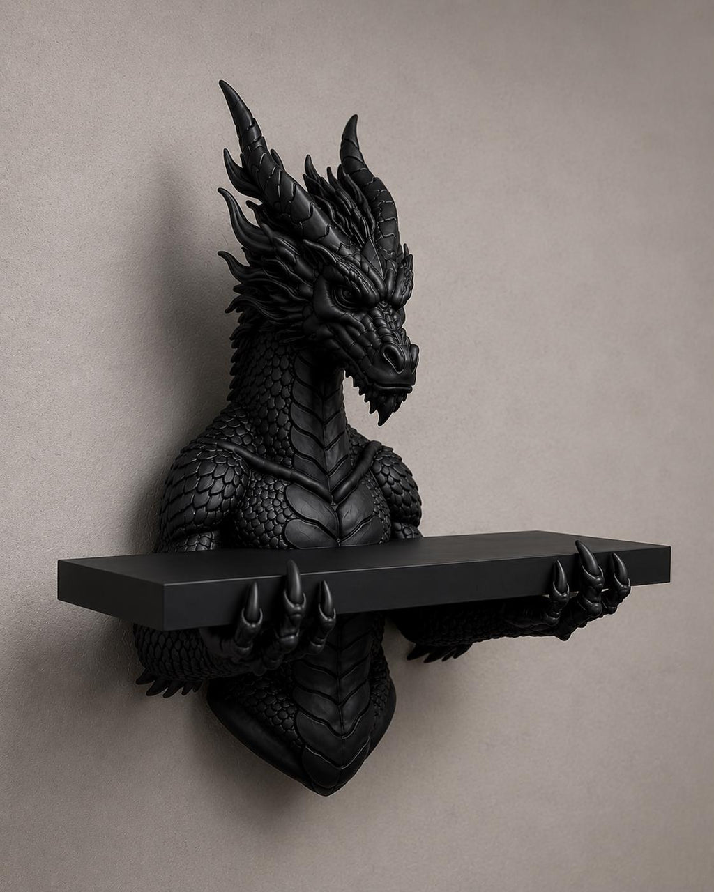 The Scaled Reliquary — Dragon Scale Wall Shelf, Gothic Crystal Shelf, Hand-Painted