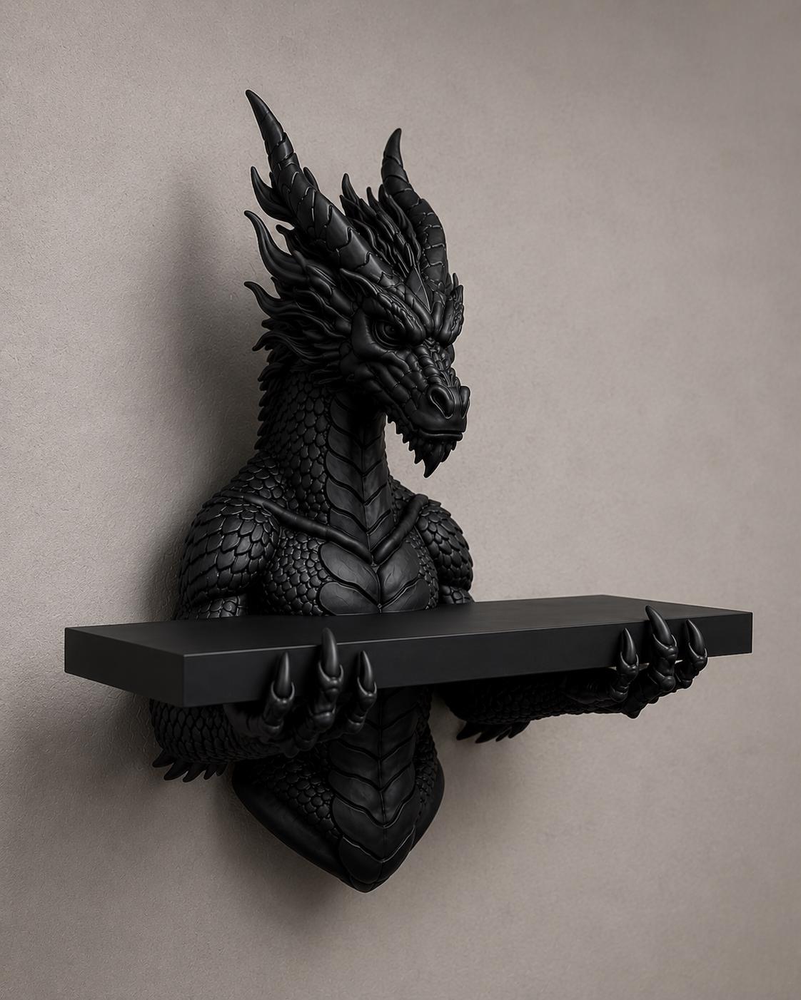 The Scaled Reliquary — Dragon Scale Wall Shelf, Gothic Crystal Shelf, Hand-Painted